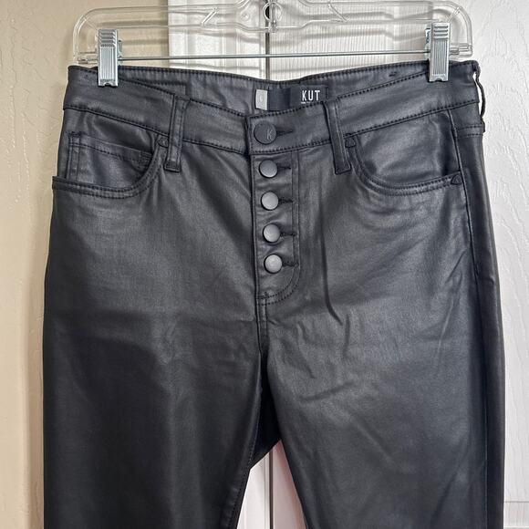 Kut from the Kloth Black Coated Mia High Rise Skinny Jeans‎ Button Fly 6 - Picture 3 of 9